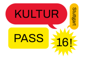 Logo Kulturpass mit den Aufschriften "Kultur", "Pass", "Stuttgart", "16"