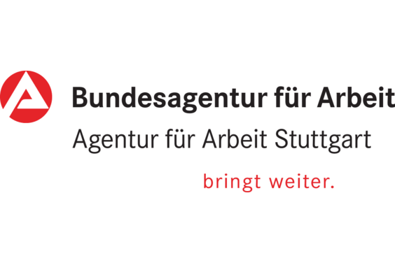 Das Logo der Bundesagentur für Arbeit mit dem folgenden Text: Agentur für Arbeit Stuttgart bringt weiter.