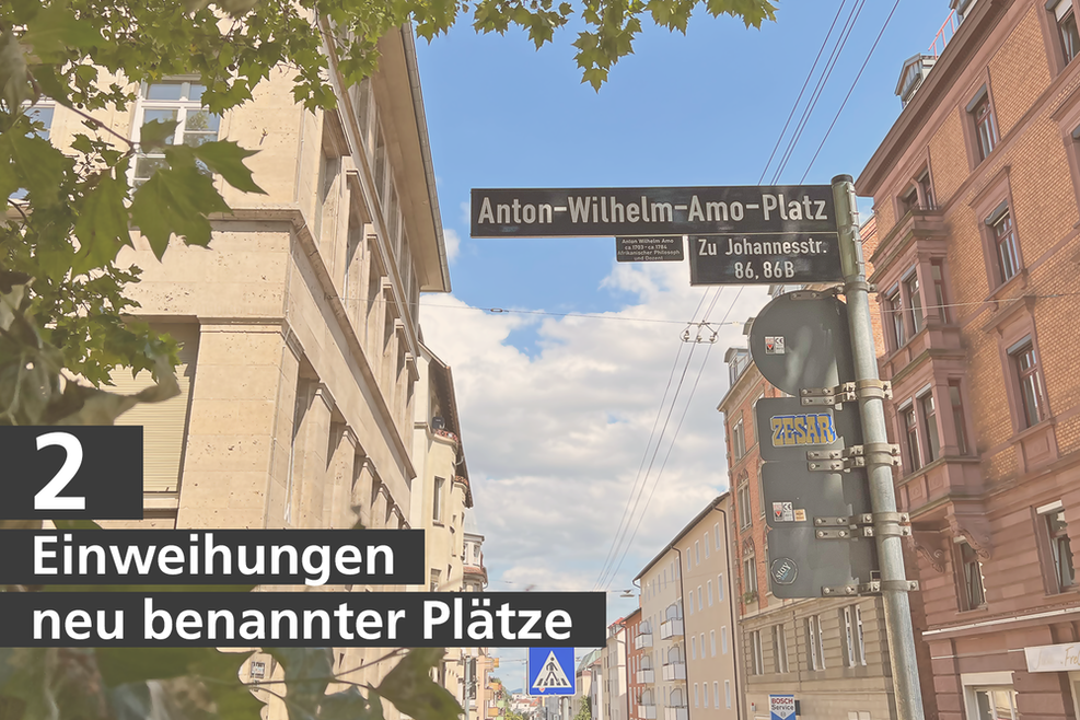 Das Straßenschild zum Anton-Wilhelm-Amo-Platz.