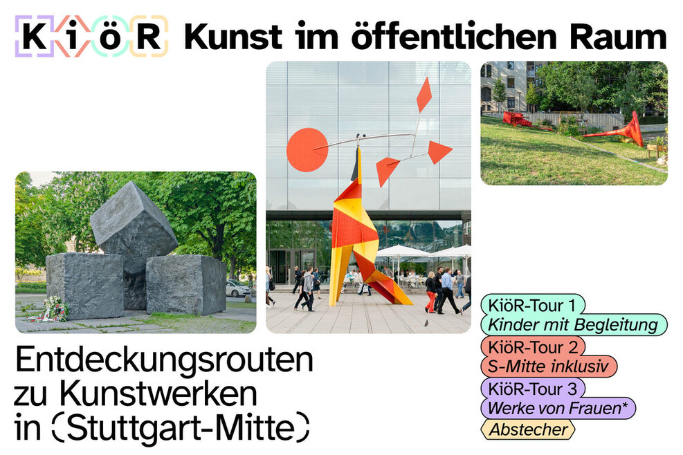 Collage mit öffentlichen Kunstobjekten in Stuttgart.