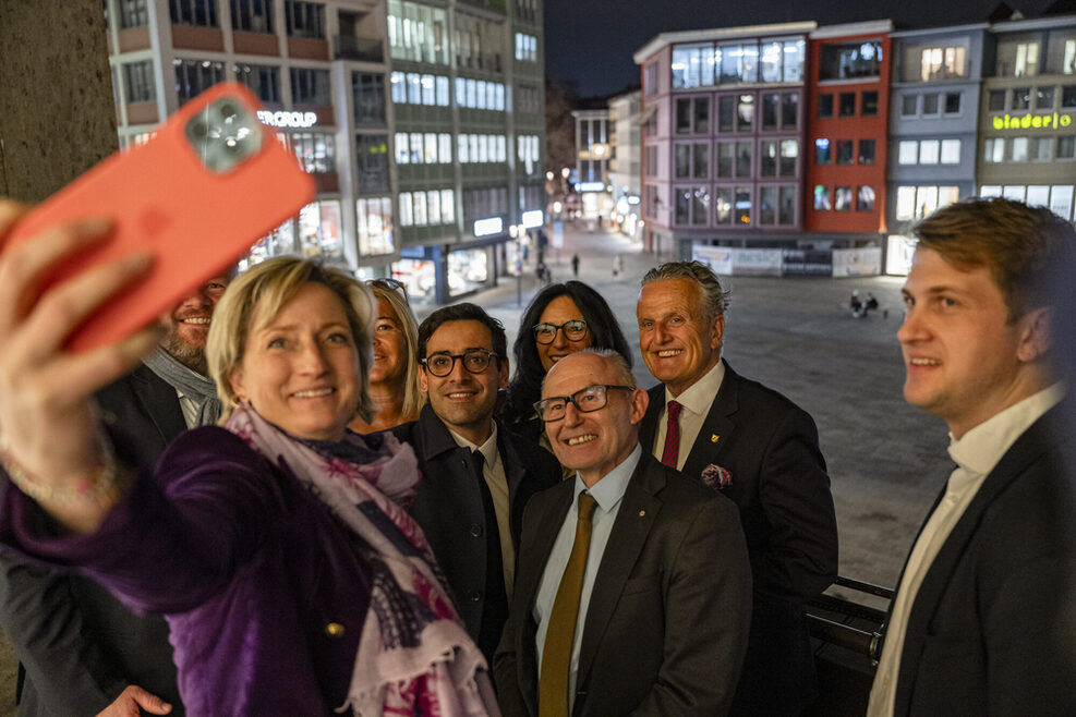 Selfie auf dem Rathausbalkon