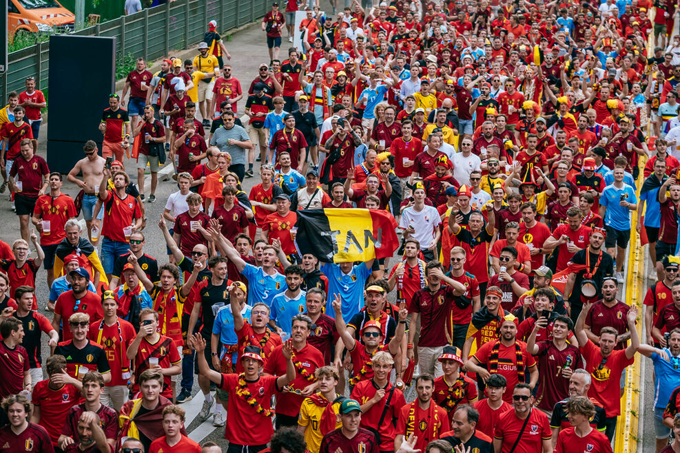 Fans der belgischen Nationalmannschaft beim Fan Walk