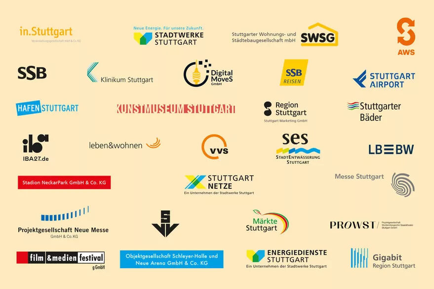 Grafik mit Aufzählung der Beteiligungsunternehmen der Landeshauptstadt Stuttgart