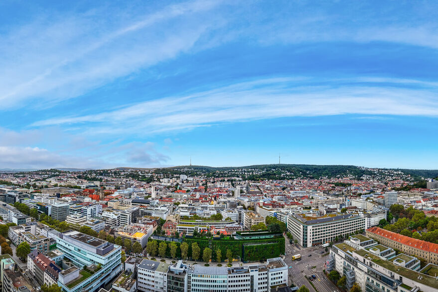 Luftaufnahme von der Stuttgarter Innenstadt