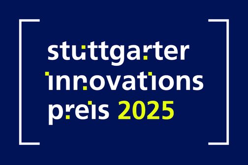 Die Grafik zeigt das Logo zum Stuttgarter Innovationspsreis 2025: Stuttgarter Innovationspreis 2025 vor blauem Hintergrund