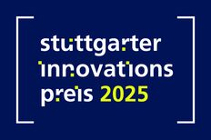 Die Grafik zeigt das Logo zum Stuttgarter Innovationspsreis 2025: Stuttgarter Innovationspreis 2025 vor blauem Hintergrund