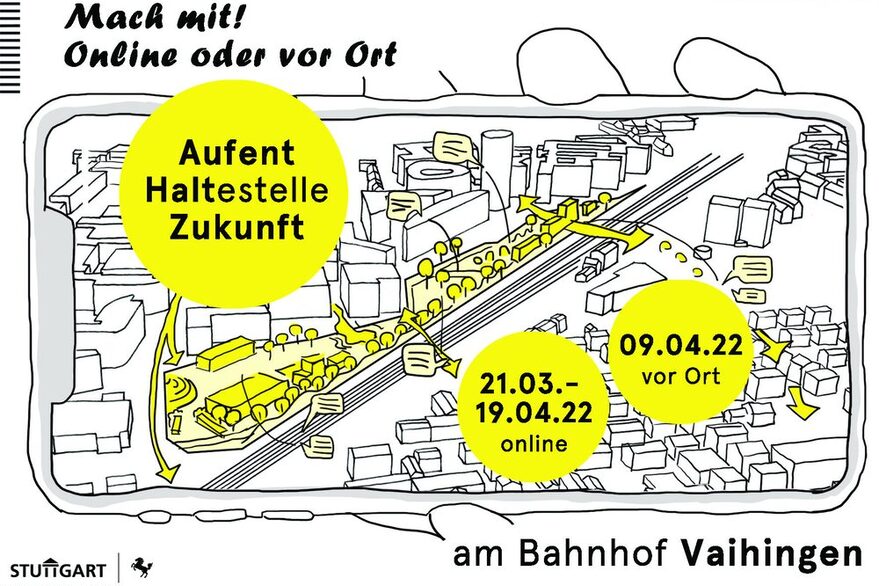 Das Bild zeigt den Flyer, der auf die Onlinebeteiligung hinweist.