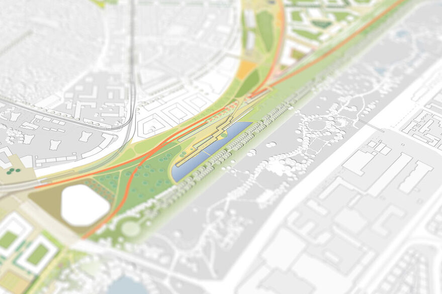 Eine grafische Ansicht des Stadtentwicklungsprojekts Stuttgart Rosenstein in einem kleinen, leicht unscharfen Abschnitt.