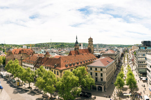 Panoramic picture of Stuttgart's Königstrasse