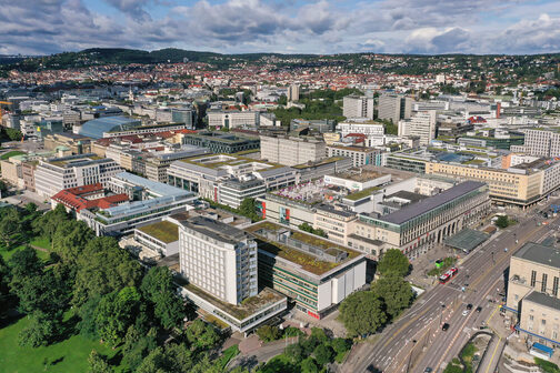 Zu sehen ist die Stuttgarter Innenstadt von oben.