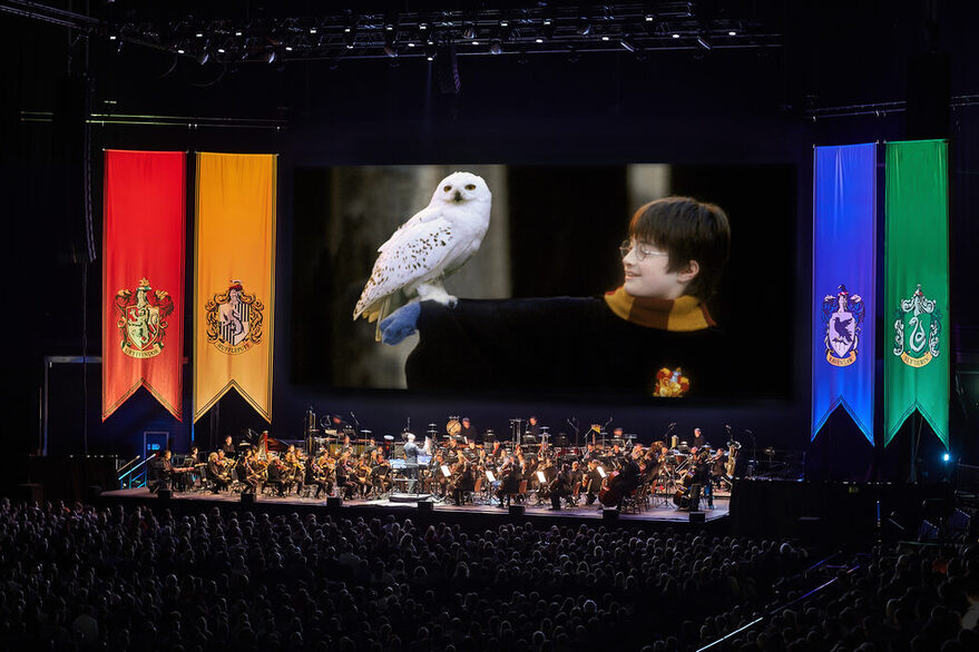 Foto mit Harry Potter auf Leinwand mit Orchester